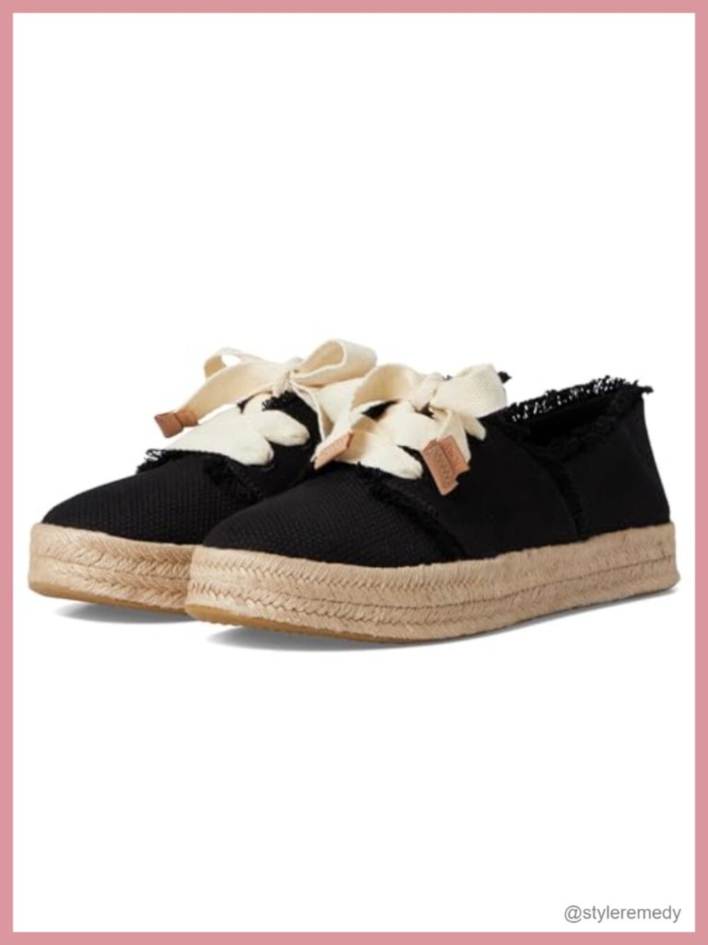 TOMS Carolina Lace-Up Espadrilles Cotton Frayed Sneakers